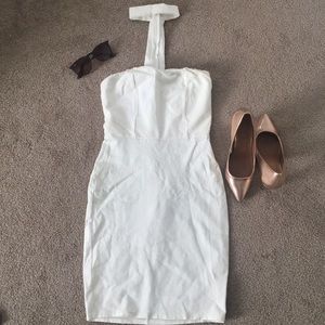 4si3nna bodycon mini white choker dress SMALL